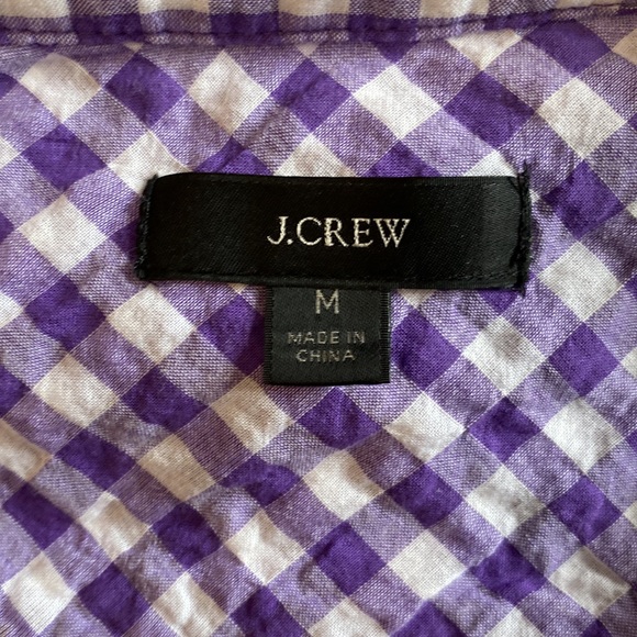 J.Crew purple gingham smoked yoke top - Picture 3 of 6